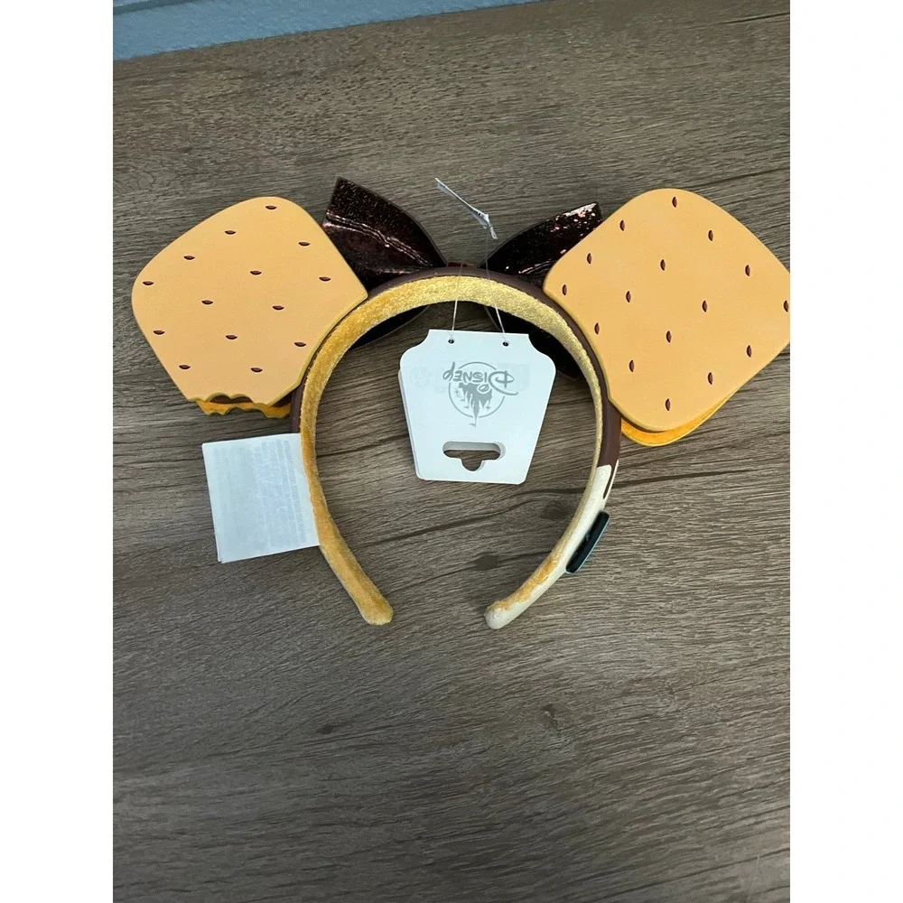 Disney Parks Eats Collection S'mores Minnie Ears Headband‎ Brown Bow Smores